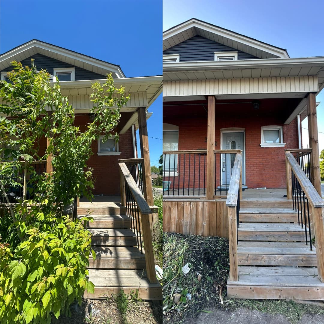Porch & entry clearing — before and after