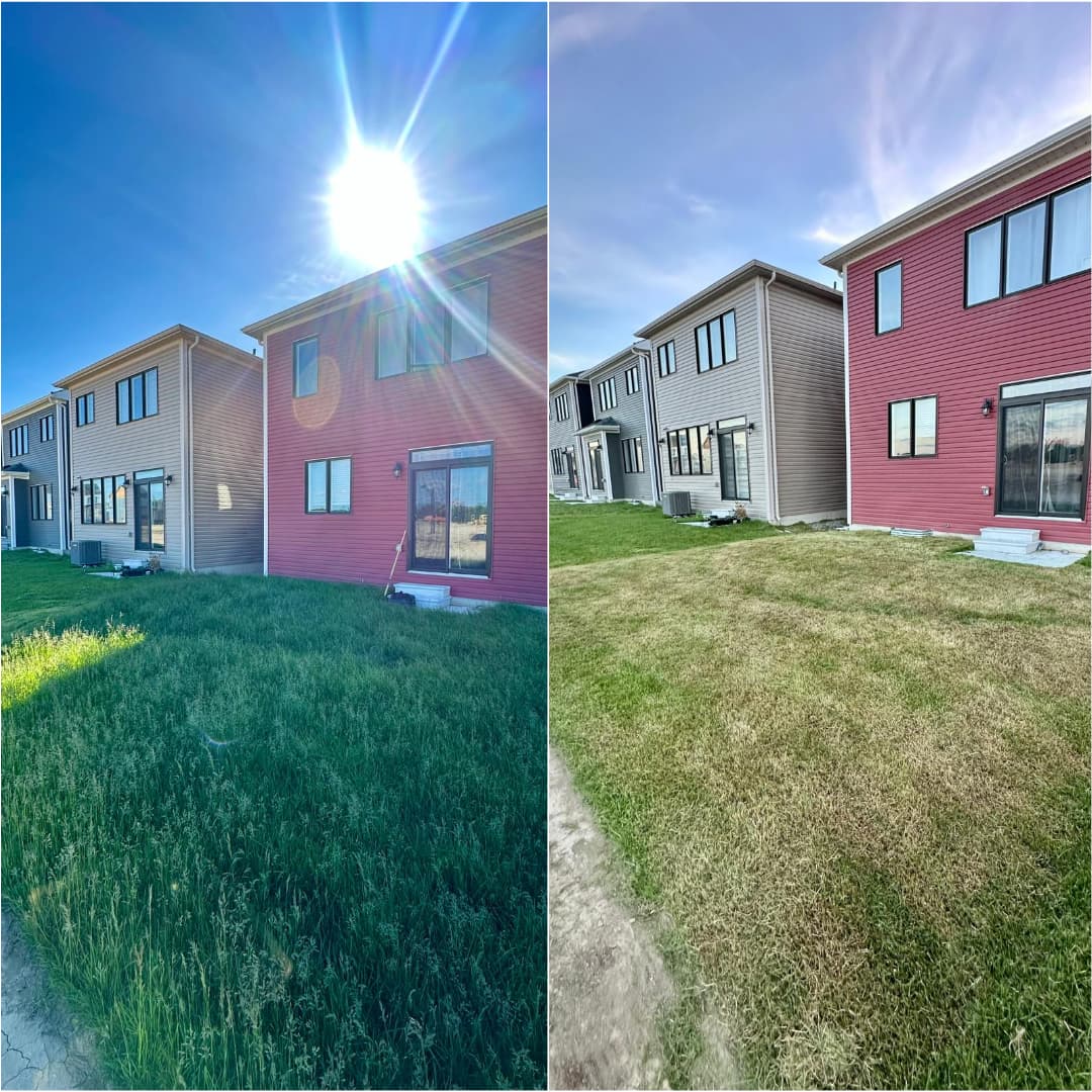 Townhouse lawn mow — before and after
